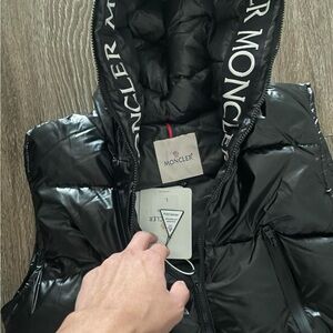 Moncler Glossy Black Hooded Puffer Vest